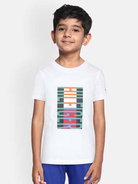 

Tommy Hilfiger Boys White Printed Round Neck Pure Cotton T-shirt