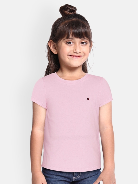 

Tommy Hilfiger Girls Pink Solid Round Neck T-shirt