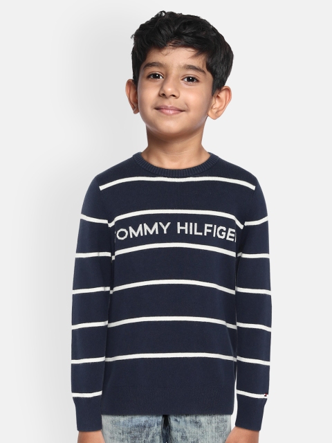 

Tommy Hilfiger Boys Navy Blue Striped Pullover Sweater