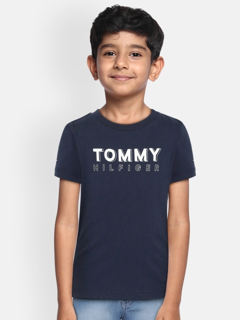 

Tommy Hilfiger Boys Navy Blue Printed Organic Cotton Round Neck T-shirt