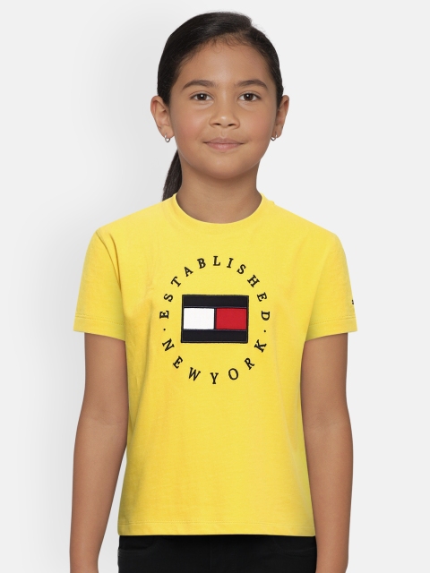 

Tommy Hilfiger Girls Yellow Printed Round Neck T-shirt