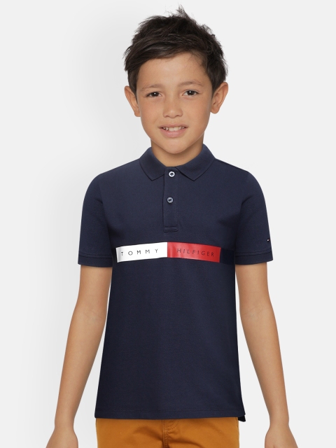 

Tommy Hilfiger Boys Navy Blue Printed Polo Collar T-shirt