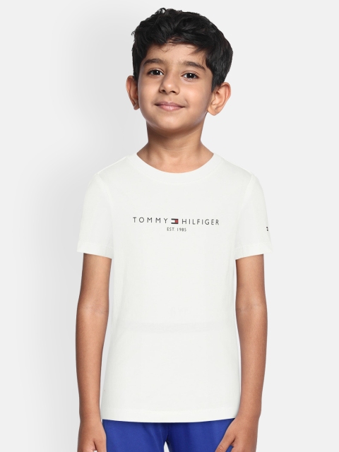 

Tommy Hilfiger Boys White Printed Organic Cotton Round Neck T-shirt