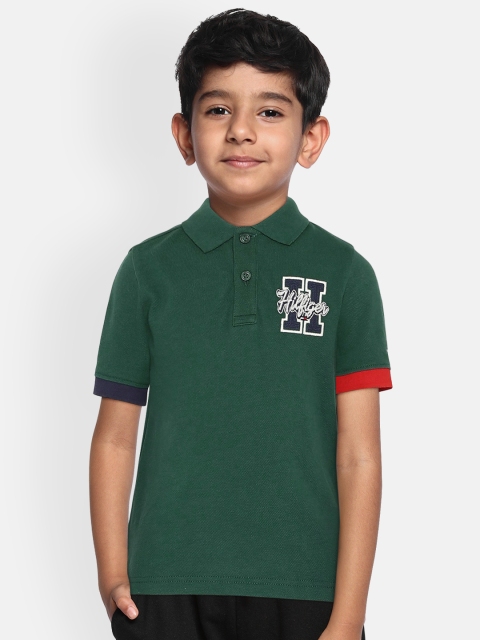 

Tommy Hilfiger Boys Green Solid Polo Collar T-shirt