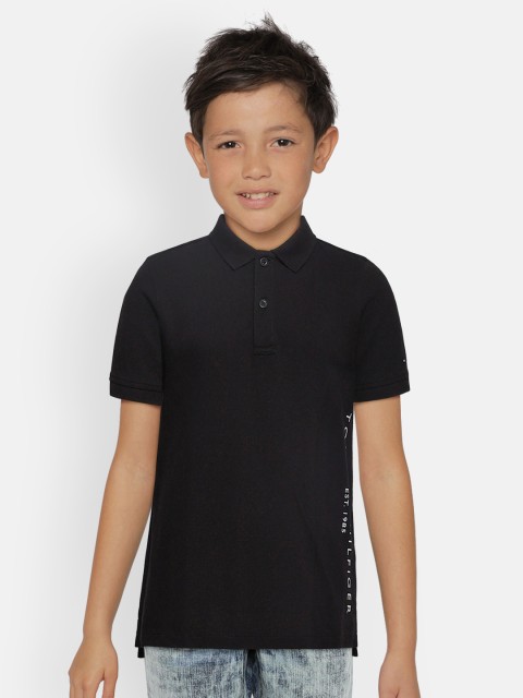 

Tommy Hilfiger Boys Black Placement Print Polo Collar T-shirt