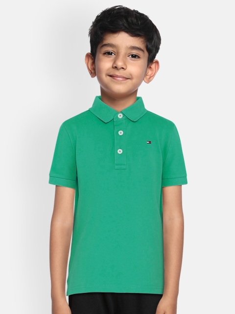 

Tommy Hilfiger Boys Green Solid Polo Collar T-shirt