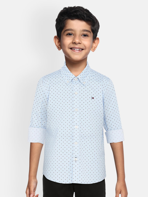 

Tommy Hilfiger Boys Blue Regular Fit Printed Casual Shirt
