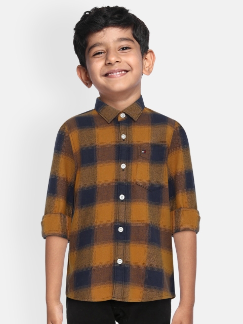 

Tommy Hilfiger Boys Orange & Navy Blue Regular Fit Checked Casual Shirt
