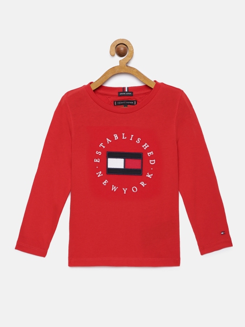 

Tommy Hilfiger Boys Red Self Design Organic Cotton Sustainable T-shirt