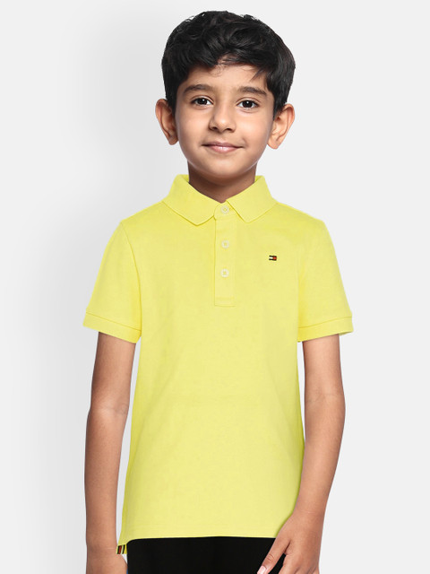 

Tommy Hilfiger Boys Yellow Solid Polo Collar T-shirt