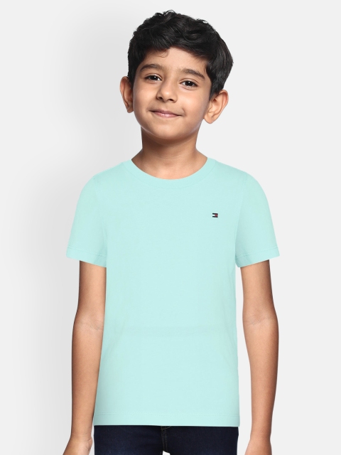 

Tommy Hilfiger Boys Turquoise Blue Solid Round Neck T-shirt