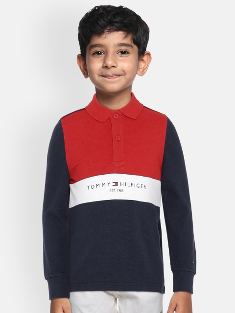 

Tommy Hilfiger Boys Navy Blue Colourblocked Polo Collar T-shirt