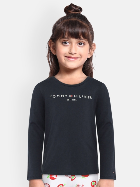 

Tommy Hilfiger Girls Navy Blue Printed Round Neck T-shirt