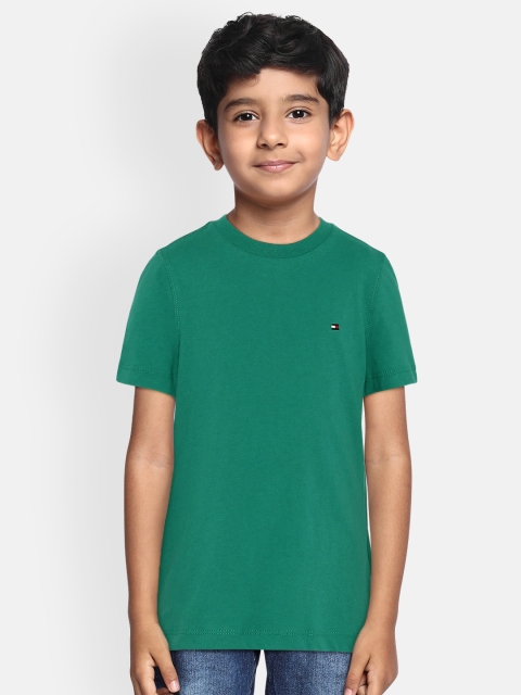 

Tommy Hilfiger Boys Teal Green Solid Round Neck T-shirt