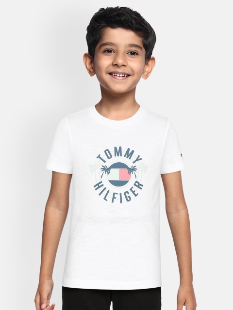 

Tommy Hilfiger Boys White Printed Round Collar T-shirt