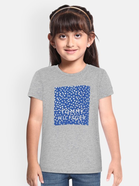 

Tommy Hilfiger Girls Grey & Blue Printed Round Neck T-shirt