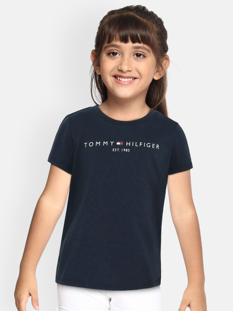 

Tommy Hilfiger Girls Navy Blue Printed Round Neck T-shirt