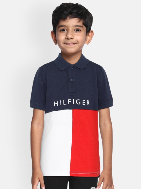 

Tommy Hilfiger Boys Navy Blue & Red Colourblocked Polo Color T-shirt