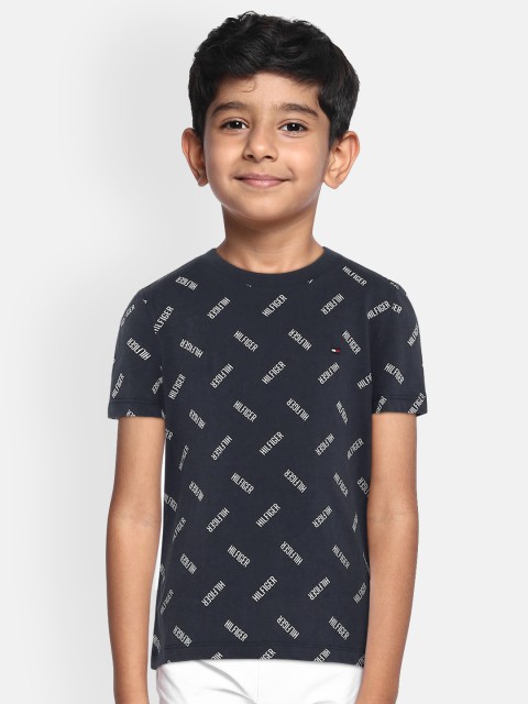 

Tommy Hilfiger Boys Navy Blue & White Printed Round Neck T-shirt