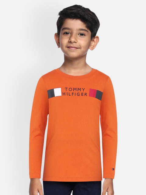 

Tommy Hilfiger Boys Orange Printed Round Neck T-shirt