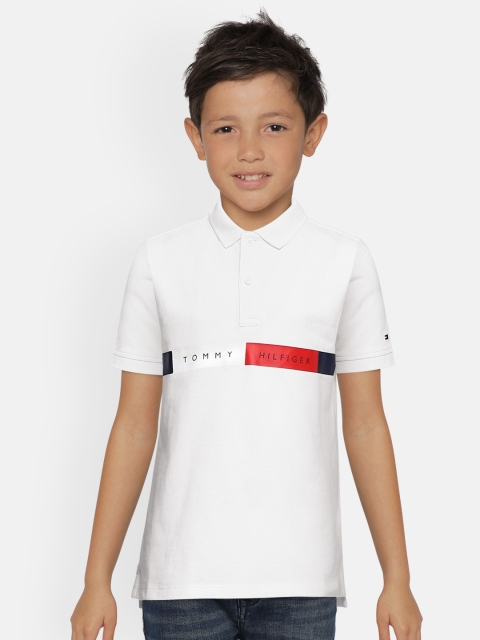 

Tommy Hilfiger Boys White Printed Polo Collar T-shirt