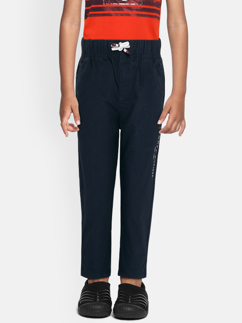 

Tommy Hilfiger Boys Navy Blue Regular Fit Solid Drawstring Trousers