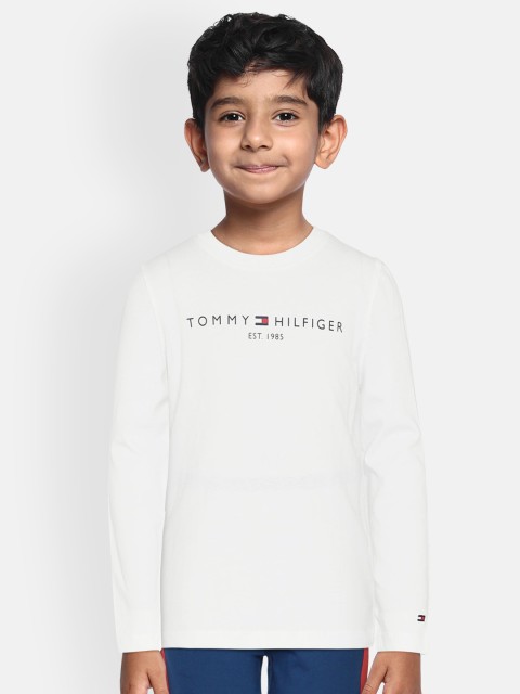 

Tommy Hilfiger Boys White Printed Organic Cotton Round Neck T-shirt