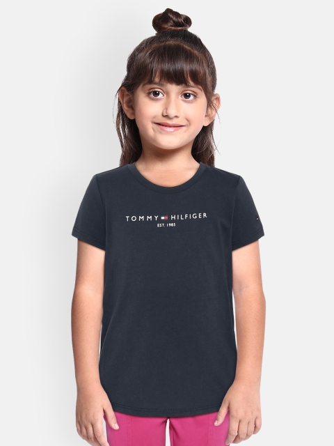 

Tommy Hilfiger Girls Navy Blue Printed Round Neck T-shirt