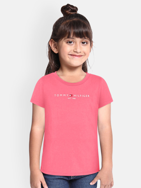 

Tommy Hilfiger Girls Pink Printed Round Neck T-shirt