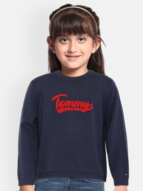 

Tommy Hilfiger Girls Navy Blue Printed Pullover Sweater