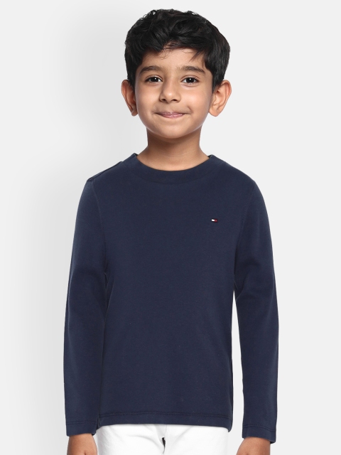 

Tommy Hilfiger Boys Navy Blue Solid Round Neck T-shirt