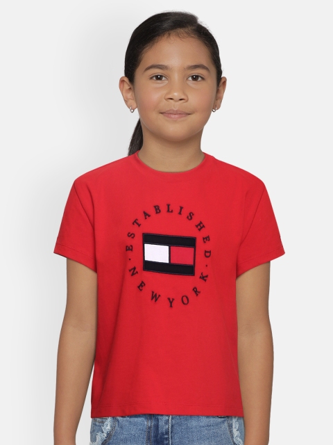 

Tommy Hilfiger Girls Red Printed Round Neck T-shirt