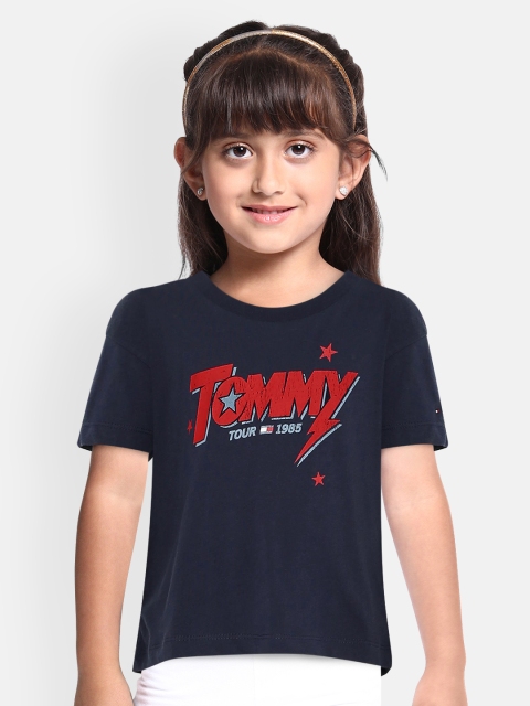 

Tommy Hilfiger Girls Navy Blue Printed Organic Cotton Sustainable T-shirt