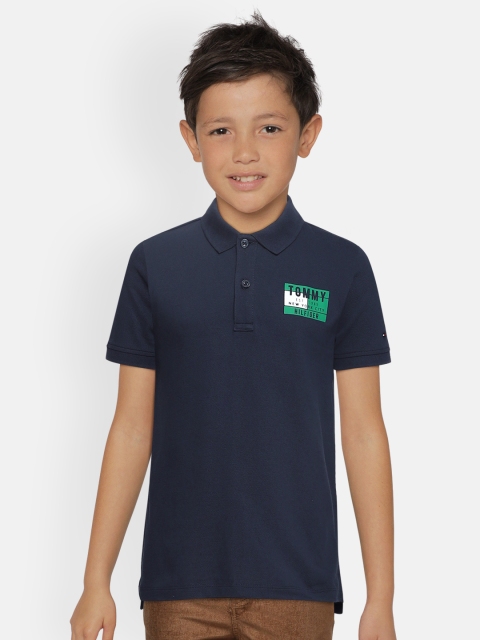 

Tommy Hilfiger Boys Navy Blue Printed Polo Collar T-shirt