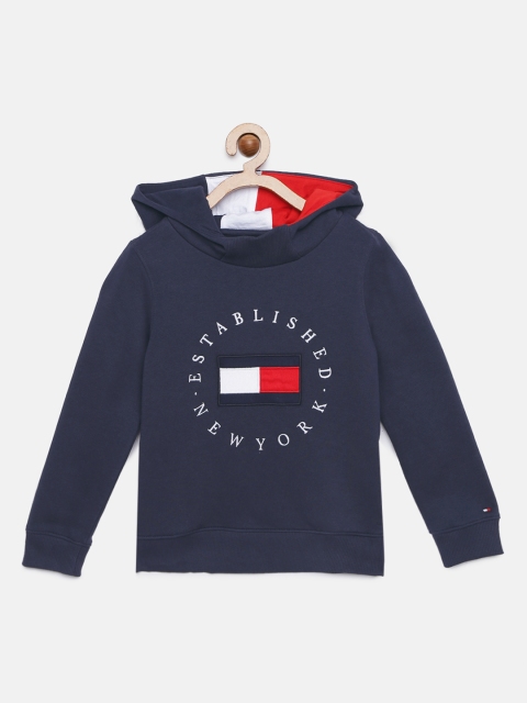 

Tommy Hilfiger Boys Navy Blue Printed Hooded Sweatshirt