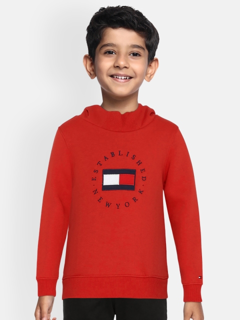 

Tommy Hilfiger Boys Red Embroidered Hooded Sweatshirt