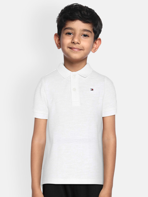 

Tommy Hilfiger Boys White Printed Polo Collar T-shirt