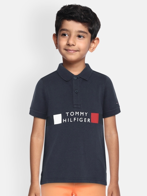 

Tommy Hilfiger Boys Navy Blue Printed Polo Collar T-shirt