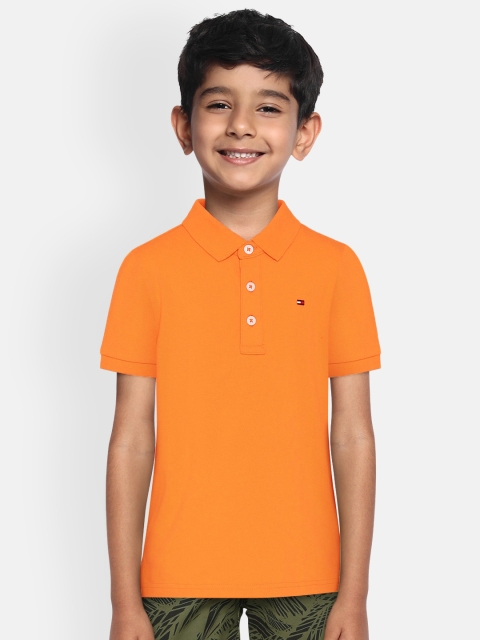 

Tommy Hilfiger Boys Orange Solid Polo Collar T-shirt