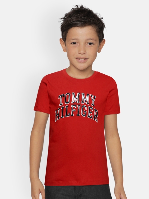

Tommy Hilfiger Boys Red Printed Organic Cotton Round Neck T-shirt