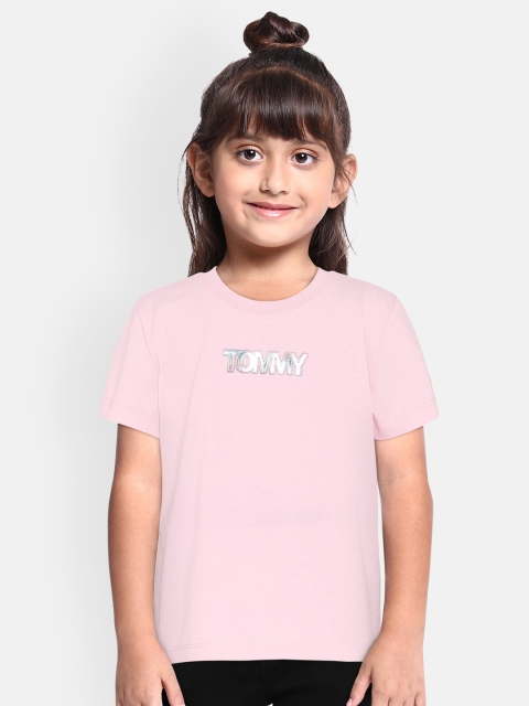 

Tommy Hilfiger Girls Pink Self Design Round Neck T-shirt