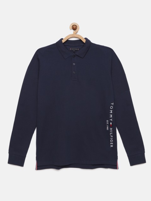

Tommy Hilfiger Boys Navy Blue Solid Polo Collar T-shirt