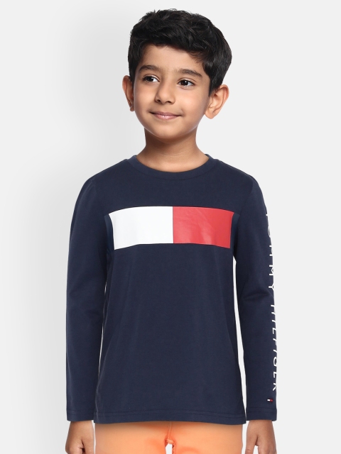

Tommy Hilfiger Boys Navy Blue Printed Organic Cotton Round Neck T-shirt
