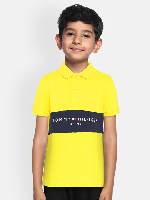 

Tommy Hilfiger Boys Yellow Printed Polo Collar T-shirt