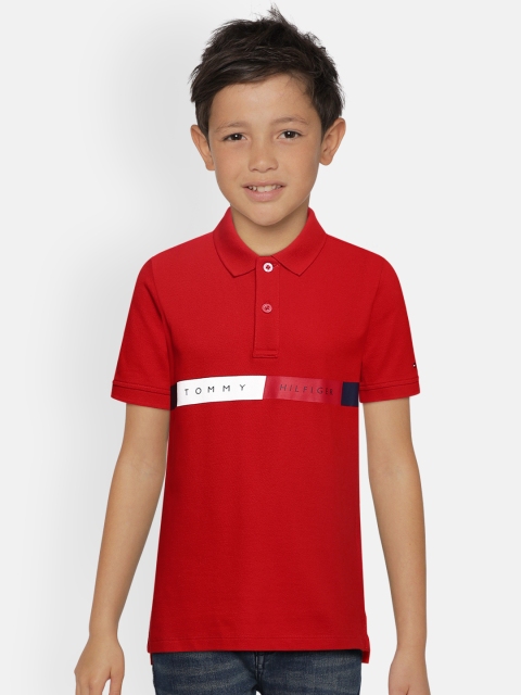 

Tommy Hilfiger Boys Red Printed Polo Collar T-shirt