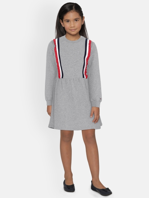 

Tommy Hilfiger Girls Grey Striped Fit and Flare Jumper Dress