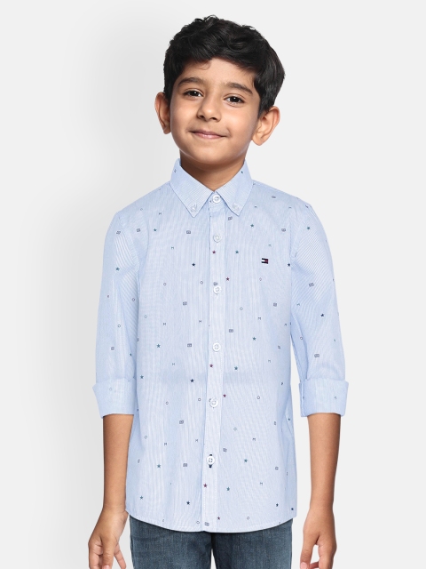 

Tommy Hilfiger Boys Blue Regular Fit Printed Casual Shirt