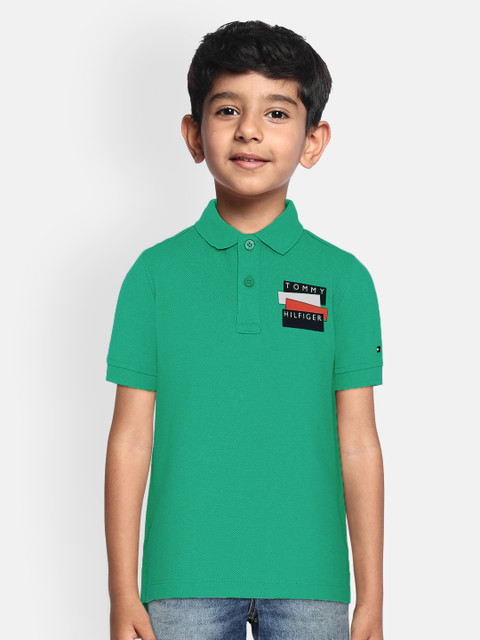 

Tommy Hilfiger Boys Green Printed Polo Collar T-shirt