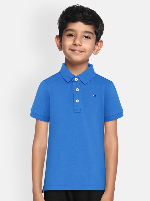 

Tommy Hilfiger Boys Blue Solid Polo Collar T-shirt
