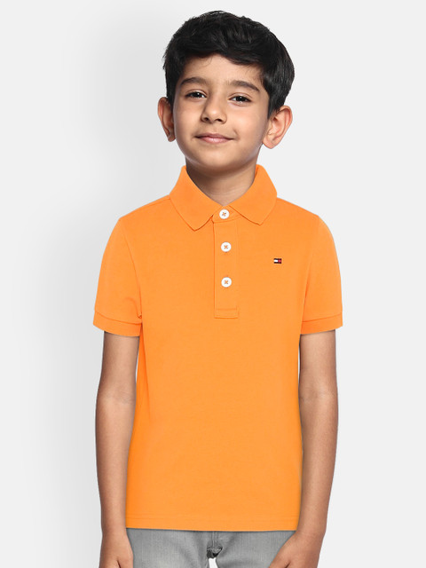 

Tommy Hilfiger Boys Orange Solid Polo Collar T-shirt